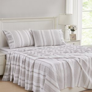 Heacham Stripe Truffle Sheet Set by Laura Ashley